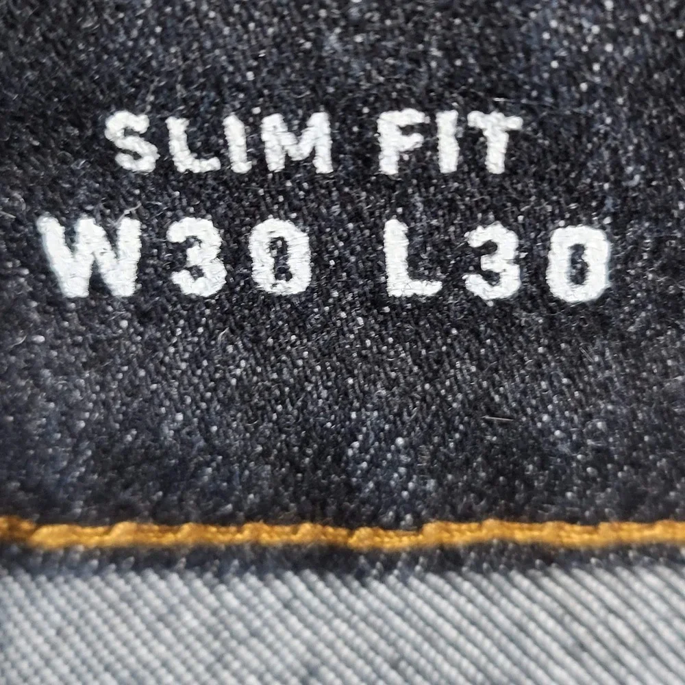 MBX Men Jeans 30X30 Dark Blue Denim Slim Fit Button Contrast Stitching 28